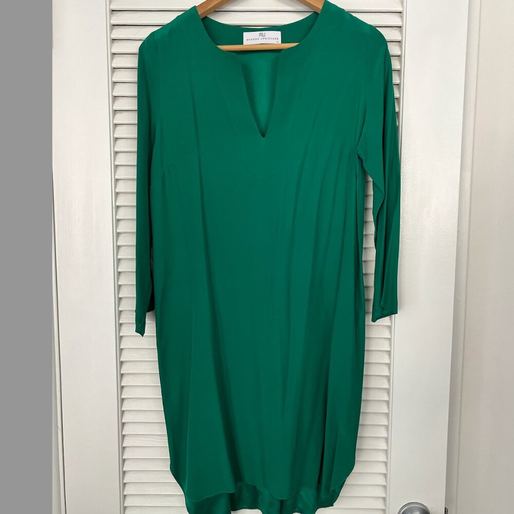 Amanda Uprichard Green satin knee length dress